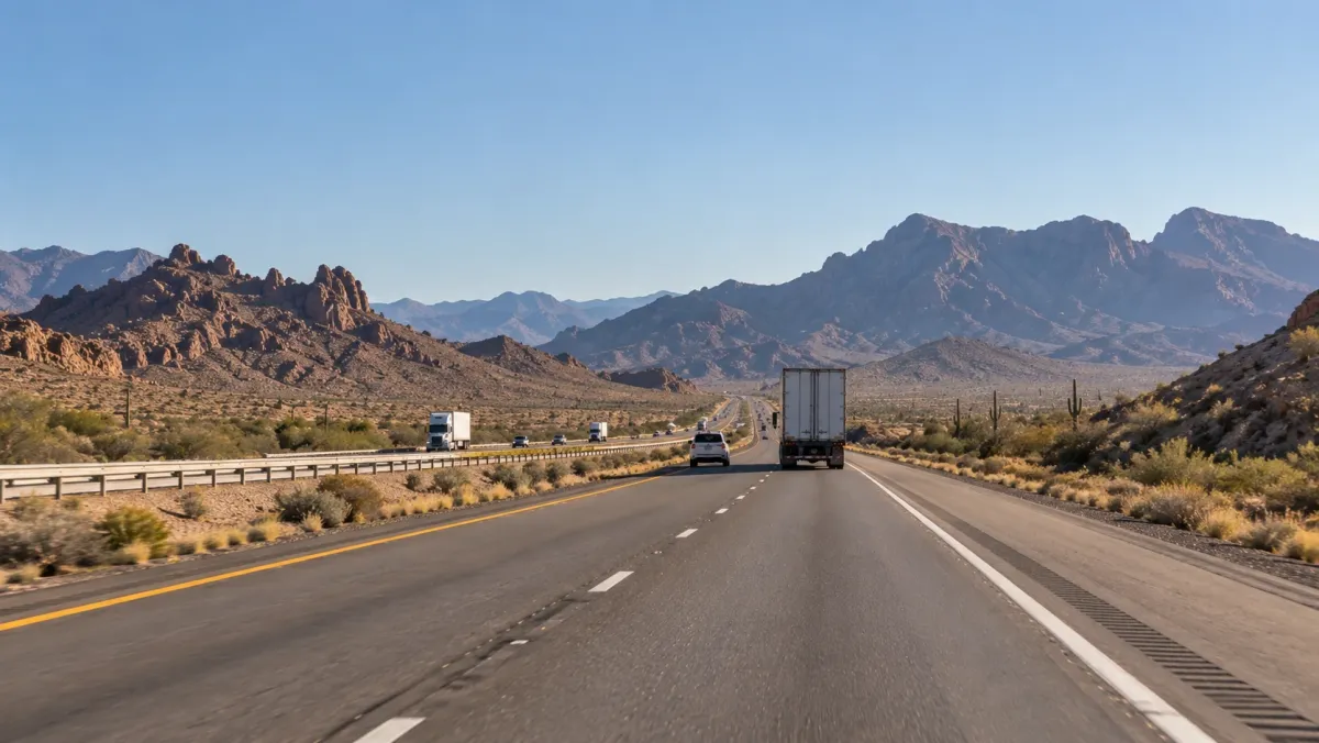Trucks on a desert highway